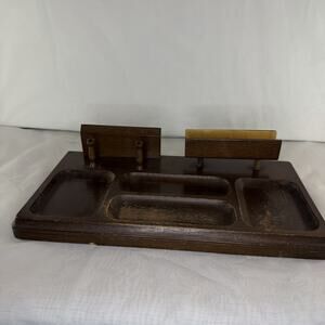 Vintage 1940's Men's Wood Desk Dresser Valet Tray Organizer